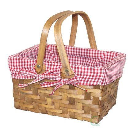 VINTIQUEWISE Small Rectangular Basket Lined with Gingham Lining QI003085